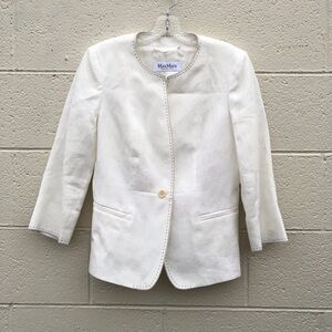MAX MARA 100% LINEN SINGLE BUTTON BLAZER SZ 10